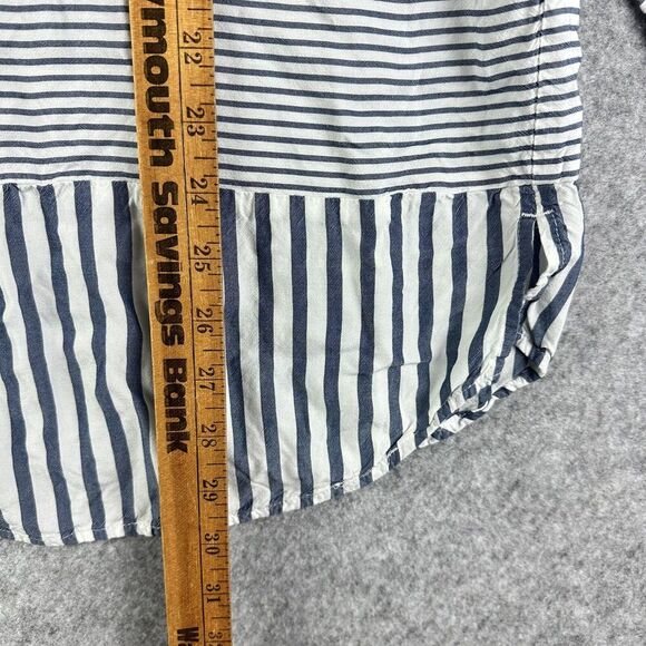 J Jill Tunic Top Womens XL Blue Striped Button Rayon Lightweight Coastal Beach* - Picture 10 of 14